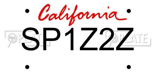 SP1Z2Z California License Plate