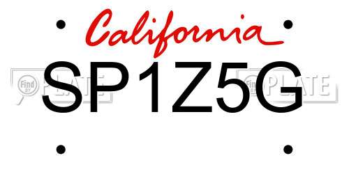 SP1Z5G California License Plate