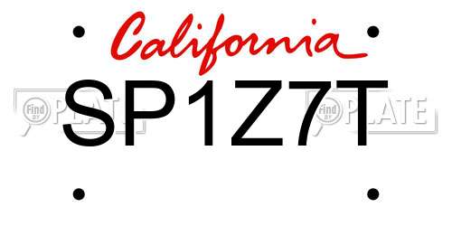 SP1Z7T California License Plate