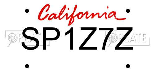 SP1Z7Z California License Plate