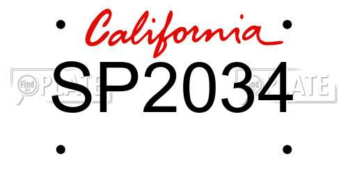 SP2034 California License Plate