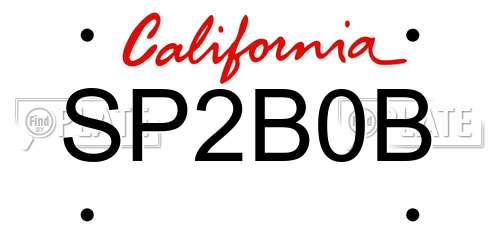 SP2B0B California License Plate