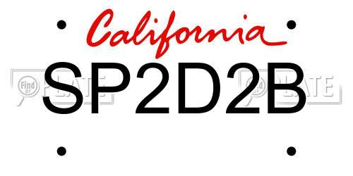 SP2D2B California License Plate