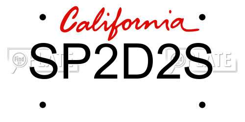 SP2D2S California License Plate