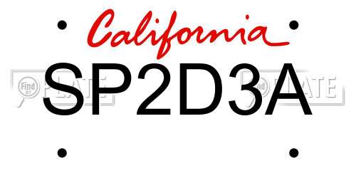 SP2D3A California License Plate