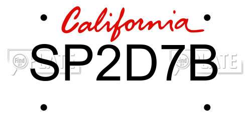 SP2D7B California License Plate