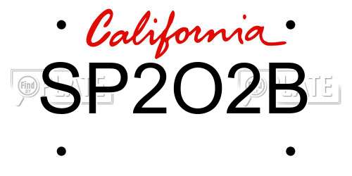 SP2O2B California License Plate
