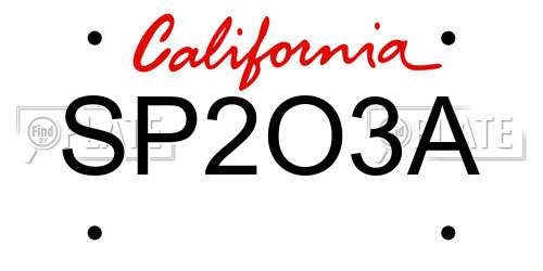 SP2O3A California License Plate