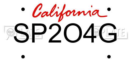 SP2O4G California License Plate