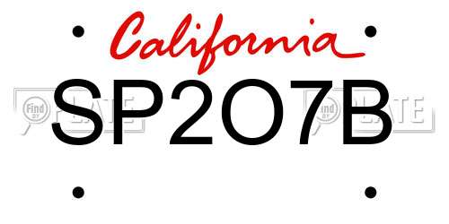 SP2O7B California License Plate
