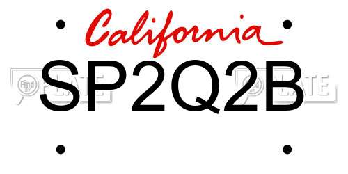 SP2Q2B California License Plate