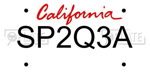 SP2Q3A California License Plate