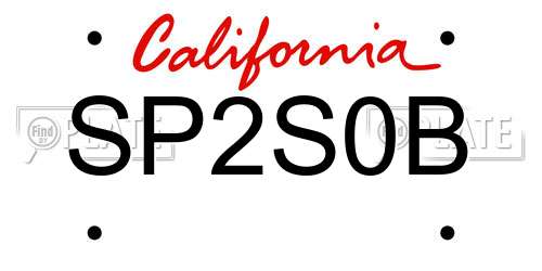 SP2S0B California License Plate