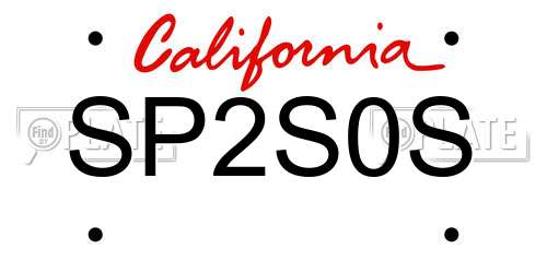 SP2S0S California License Plate