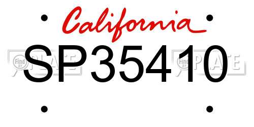 SP35410 California License Plate