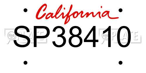 SP38410 California License Plate