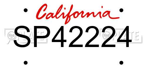 SP42224 California License Plate