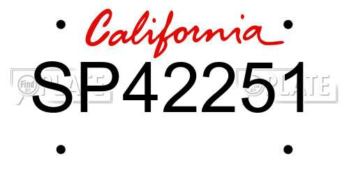 SP42251 California License Plate