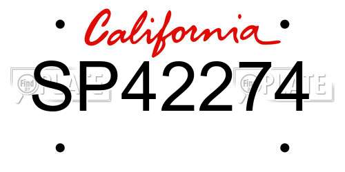 SP42274 California License Plate