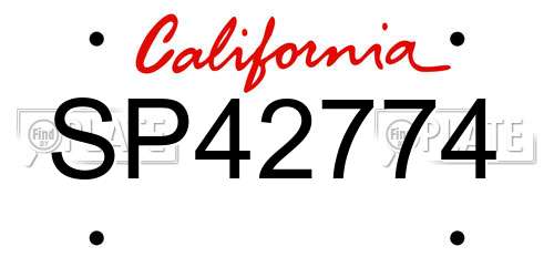 SP42774 California License Plate