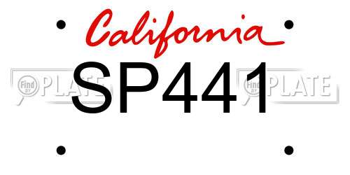 SP441 California License Plate