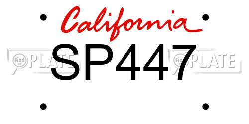 SP447 California License Plate
