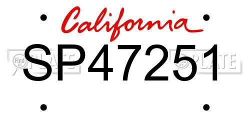 SP47251 California License Plate