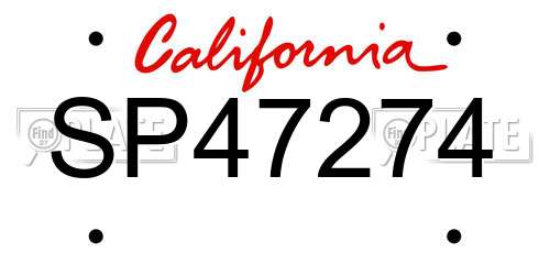 SP47274 California License Plate