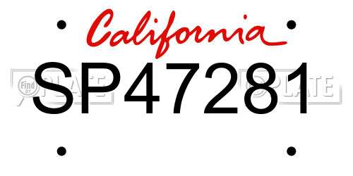 SP47281 California License Plate