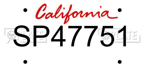 SP47751 California License Plate