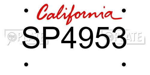 SP4953 California License Plate