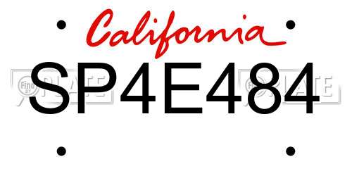 SP4E484 California License Plate