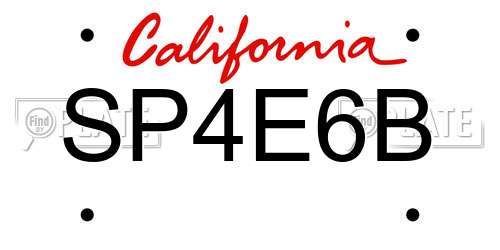 SP4E6B California License Plate