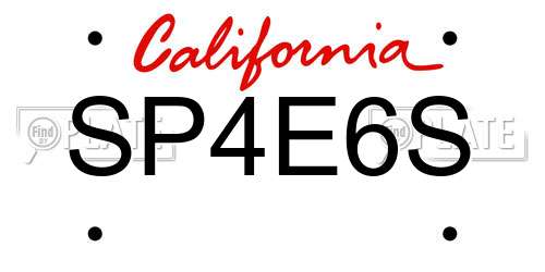 SP4E6S California License Plate
