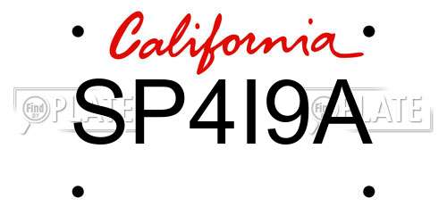 SP4I9A California License Plate