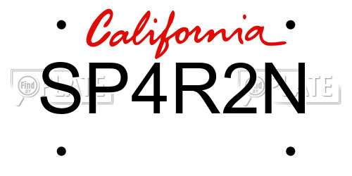 SP4R2N California License Plate