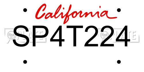 SP4T224 California License Plate