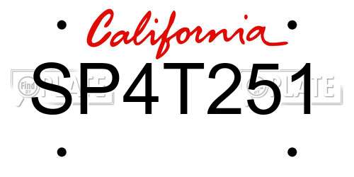 SP4T251 California License Plate