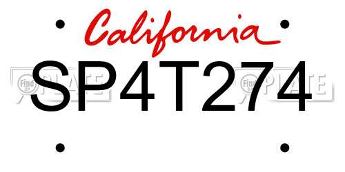SP4T274 California License Plate