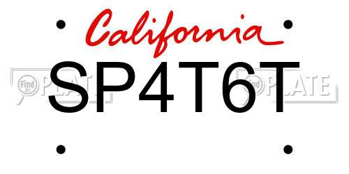 SP4T6T California License Plate