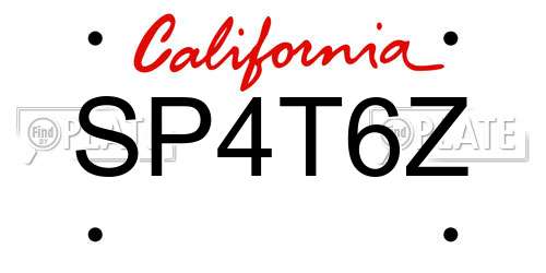SP4T6Z California License Plate