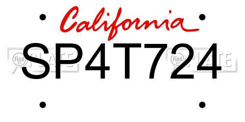 SP4T724 California License Plate