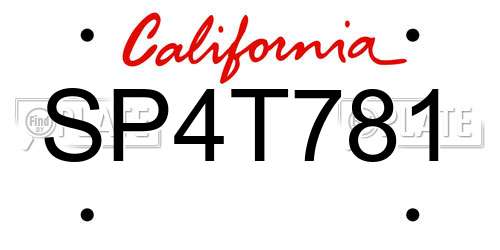 SP4T781 California License Plate