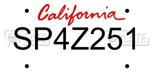 SP4Z251 California License Plate