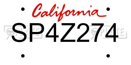 SP4Z274 California License Plate