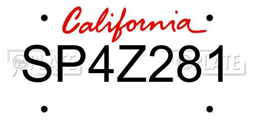 SP4Z281 California License Plate