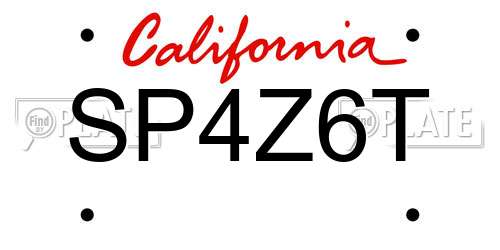 SP4Z6T California License Plate