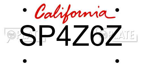 SP4Z6Z California License Plate