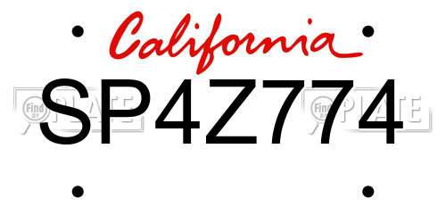 SP4Z774 California License Plate