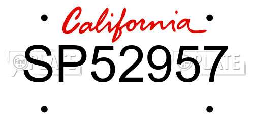 SP52957 California License Plate